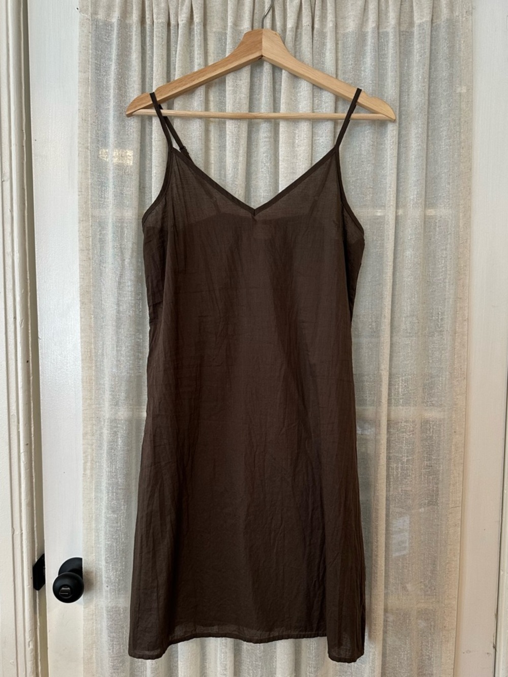 Women's Deep Olive/Brown Slip Dress Camisole - Lightweight V-Neck